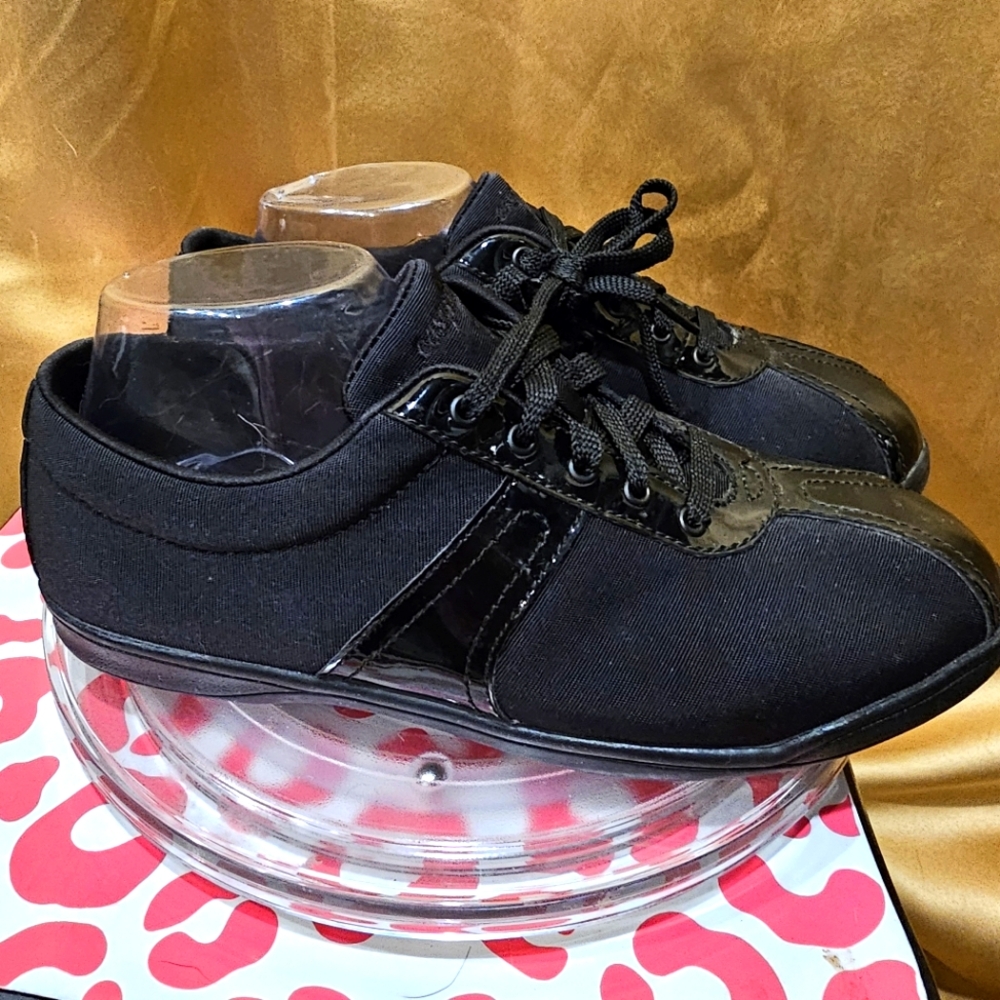 K Easy Spirit Waling Shoes Womens Size 9 Black Leather (Suede) Lace Up On Cue